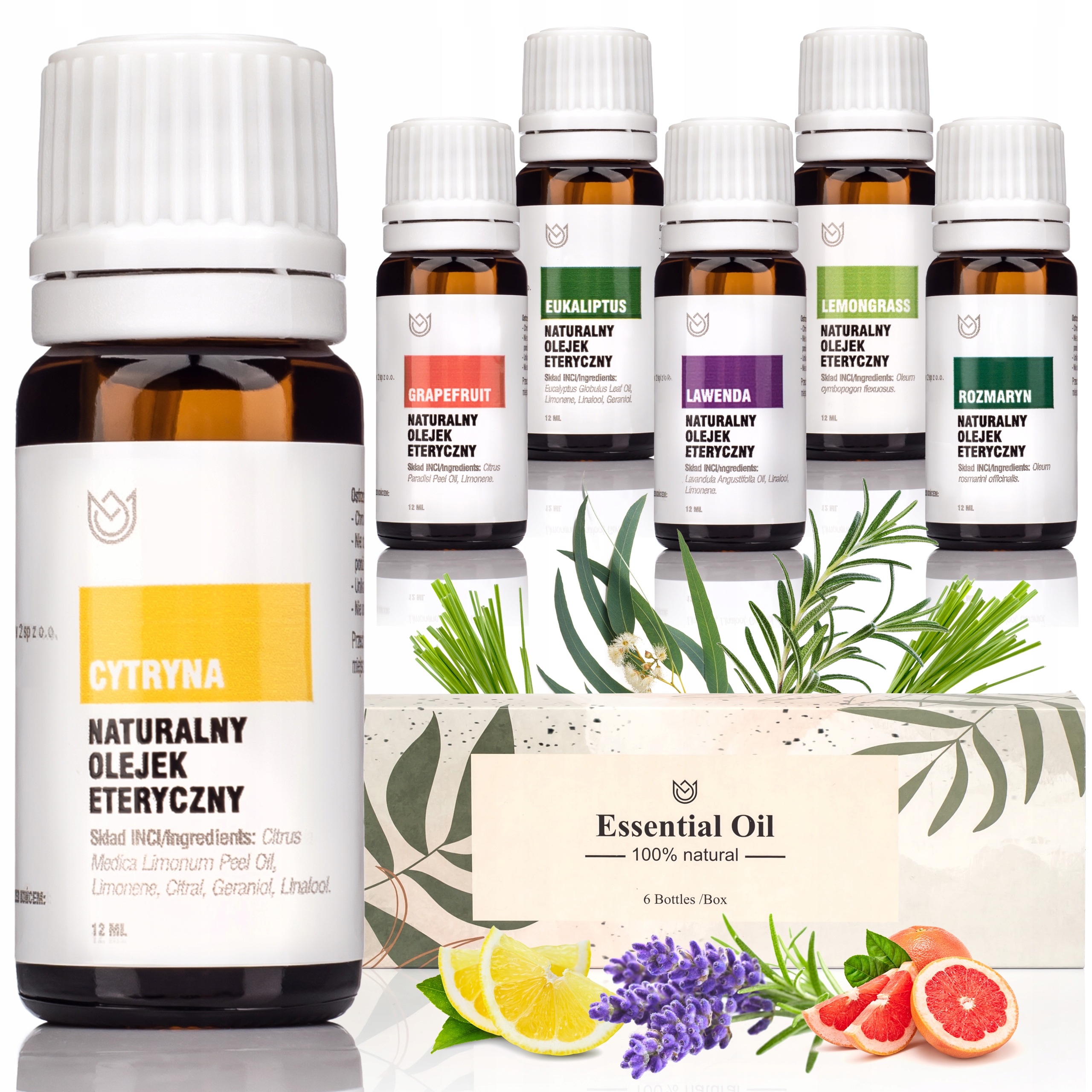 Trzy Zestawy Olejków eterycznych 100% naturalnych Rodzaj olejku mix