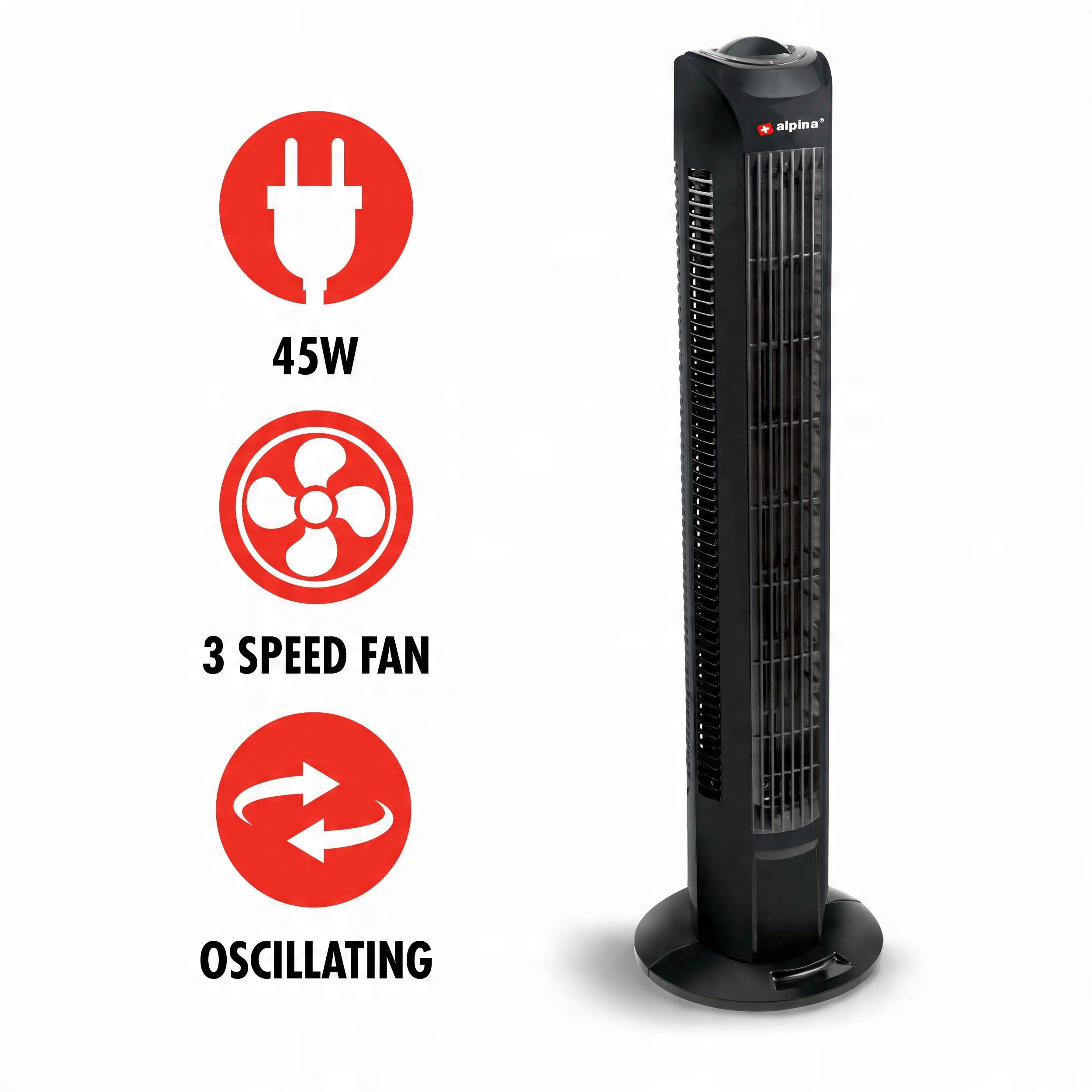

Wentylator oscylacyjny Alpina Tower 45W 78cm