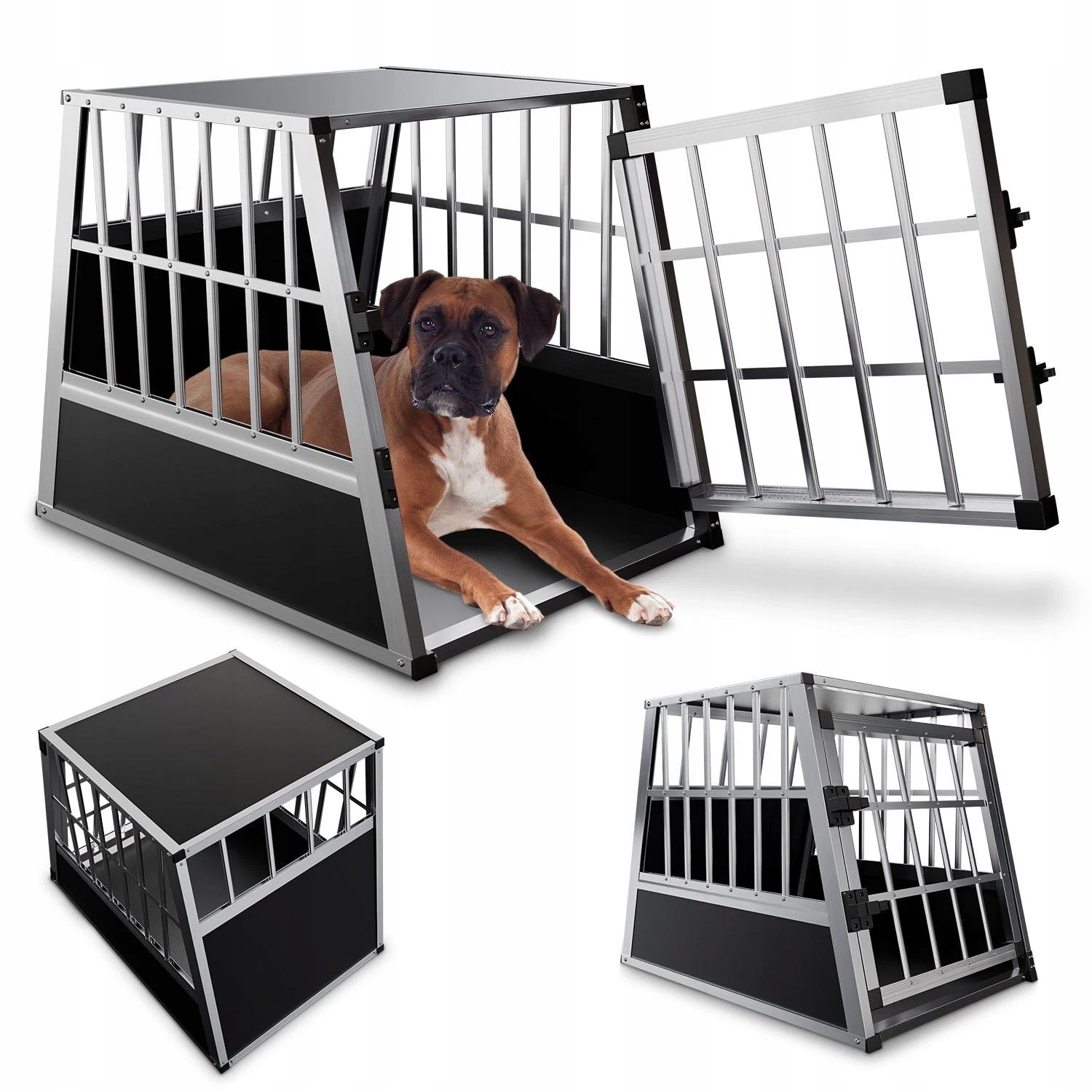 Transporter Dla Psa Zwierząt Aluminiowa Klatka Podróżna Do Auta Bagażnika L