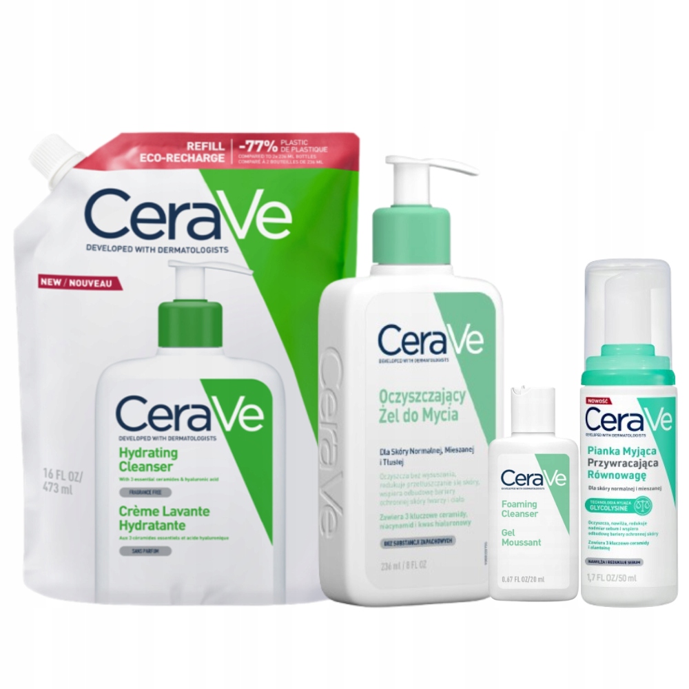 CeraVe Żel oczyszczający do mycia skóra normalna tłusta 236ml, refill 473ml