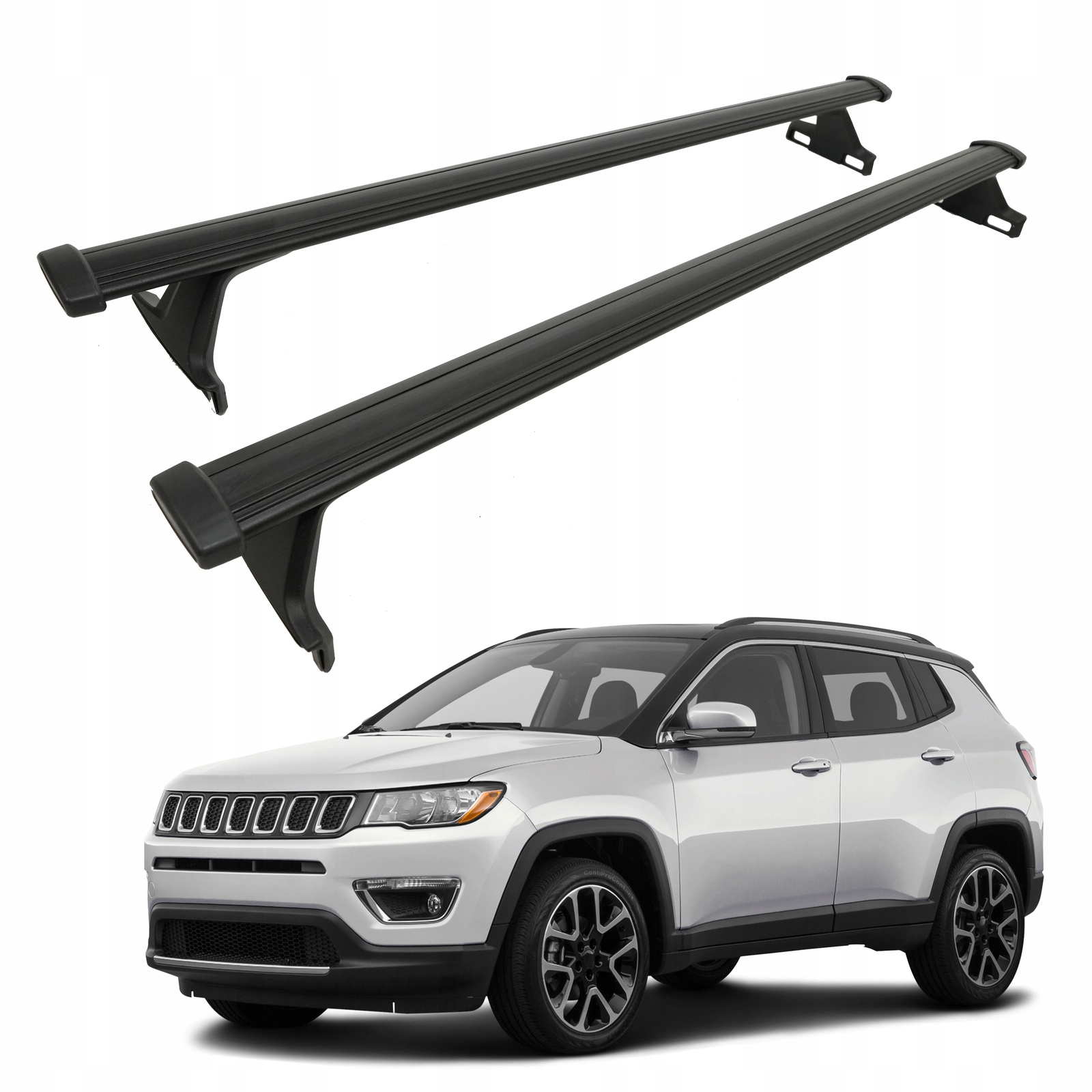 Strešné nosiče priečniky pre Jeep Compass 2017-2025, Oem štýl čierny 2 ks