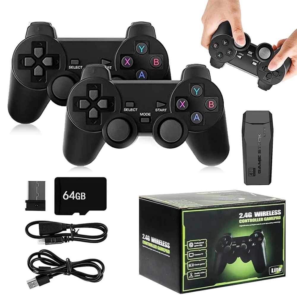 Gra 4K Telewizyjna Konsola RETRO+2 PADY+20000 Gry W 64GB Karta Sd