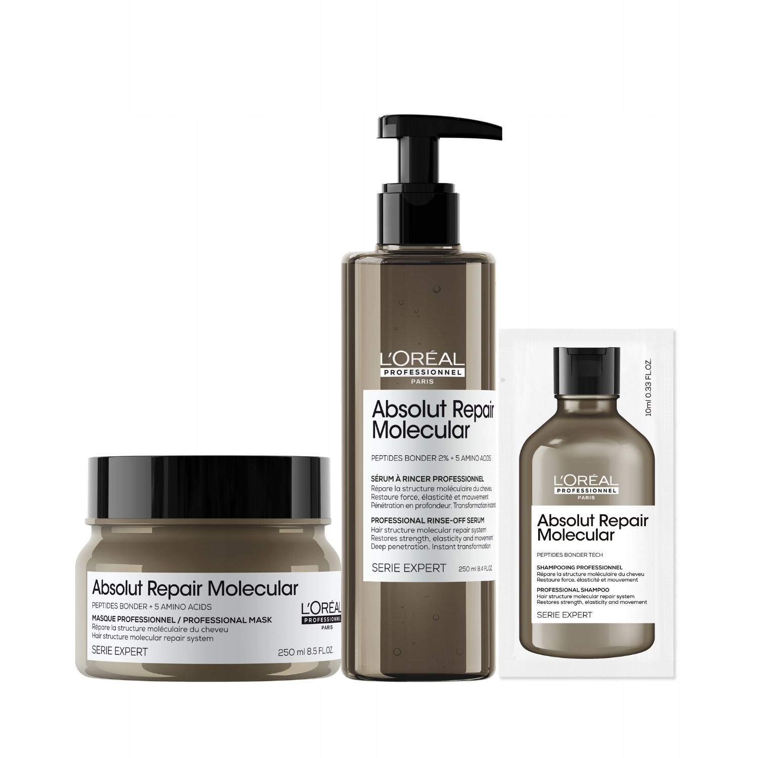 Loreal regenerační sada Absolut Repair Molecular: maska, sérum, sáčky