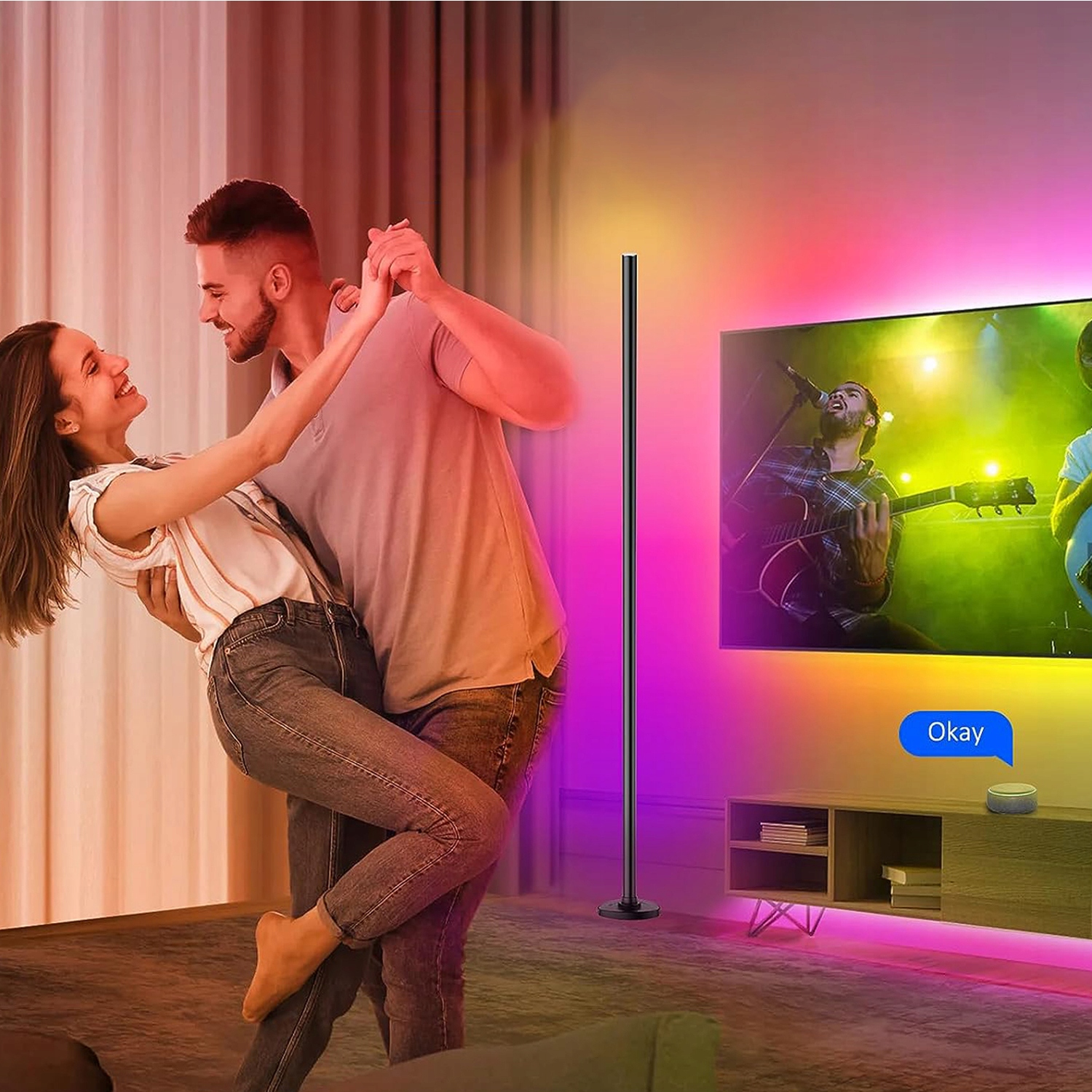 LED STANDING LAMP FLOOR DESK BED LAMP 96LED APP+PILOT Marka bez marki