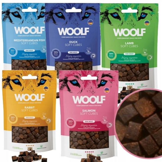 Levně Woolf Soft Cubes Balíček 10x100 g – pamlsky pro psa, kostičky mix chutí