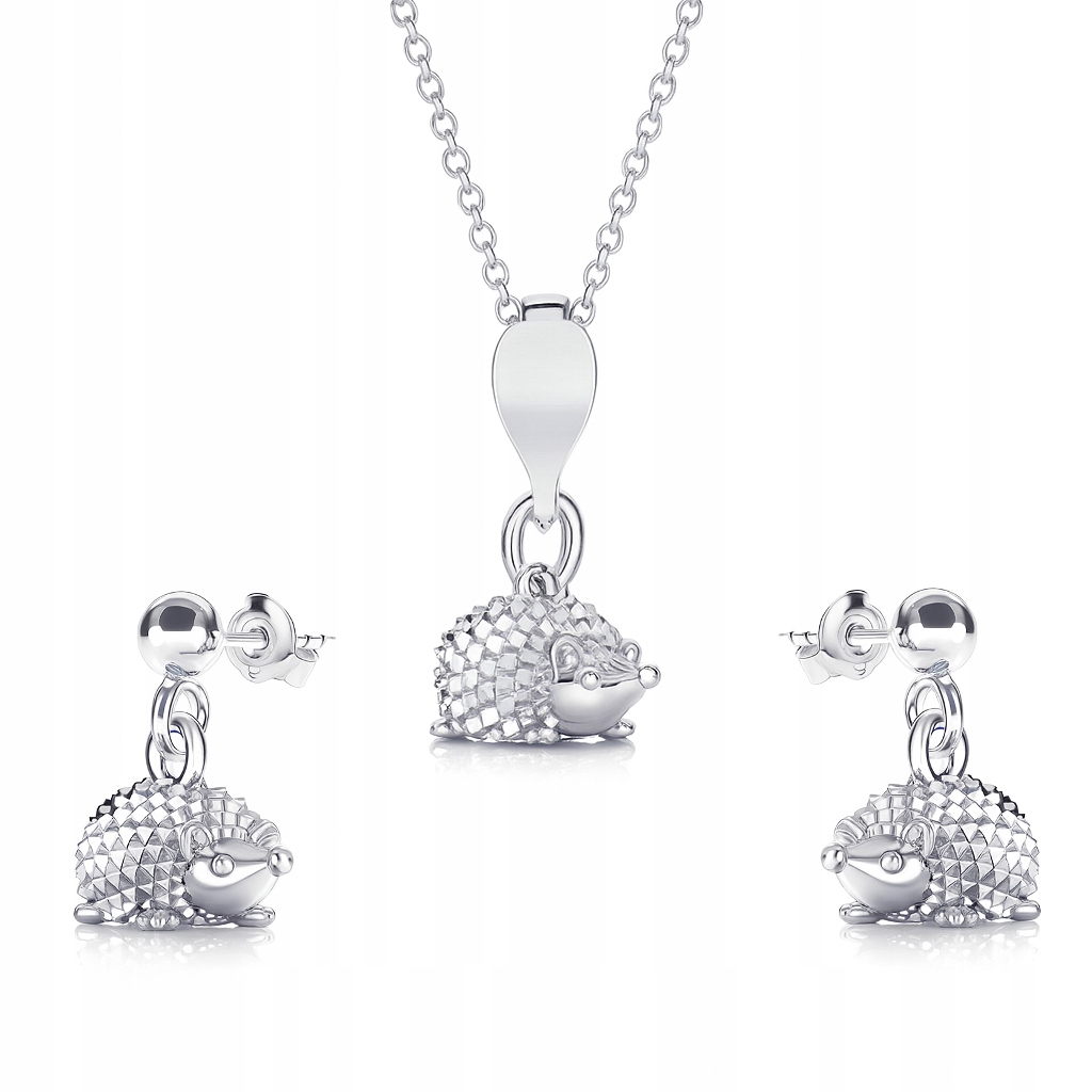 Sada stříbrných šperků Okouzlující 3D Ježek Stříbro ryzost 925