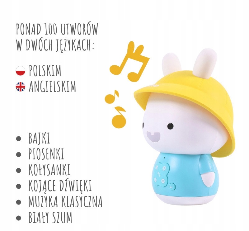 Alilo Króliczek Babay Bunny Bluetooth Głośnik odtwarzacz Mp3 bajki 0-3 lat Materiał plastik inny