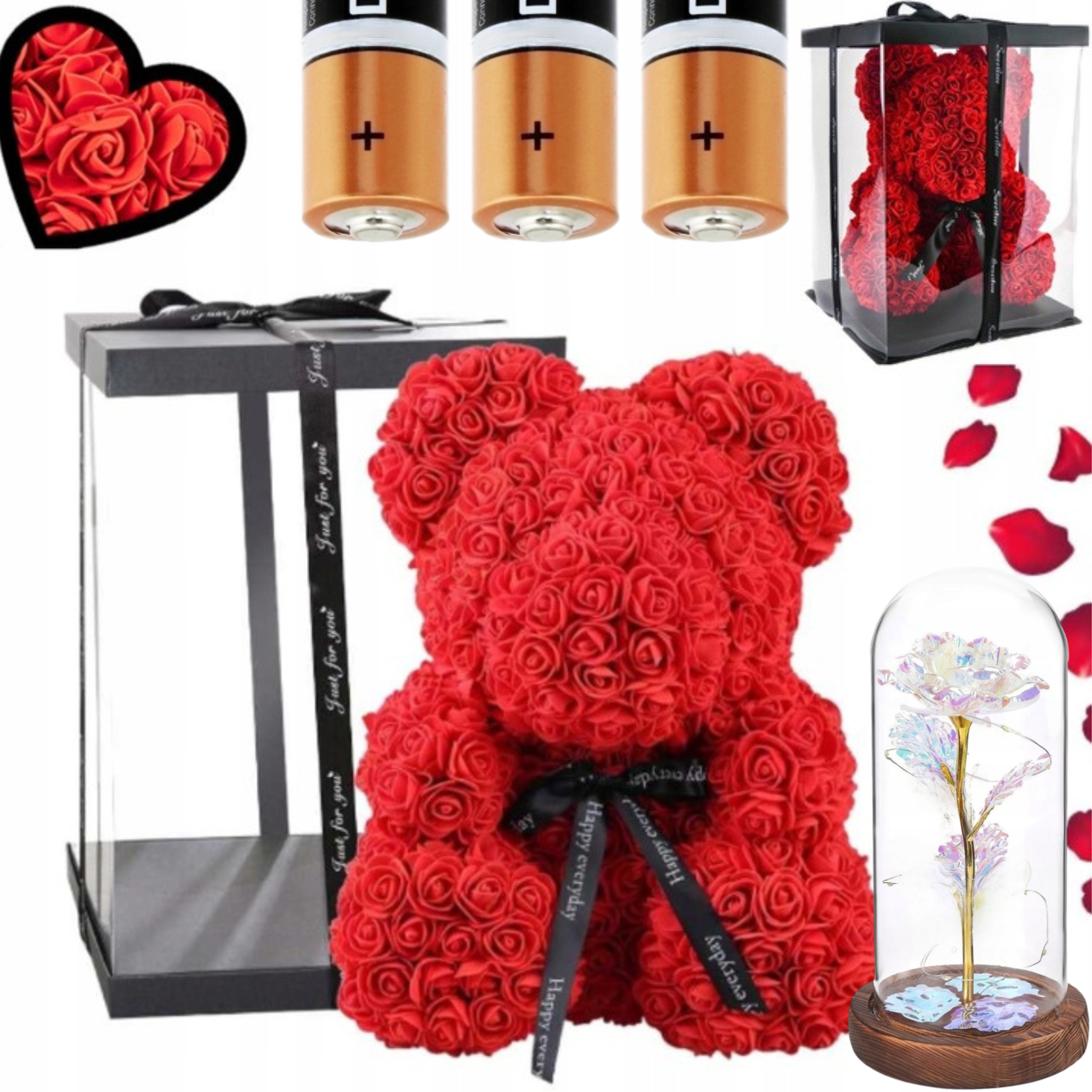 Medvedík Z Ruží Valentínsky darček Premium Krabička pre dievča Veľká Ruža!