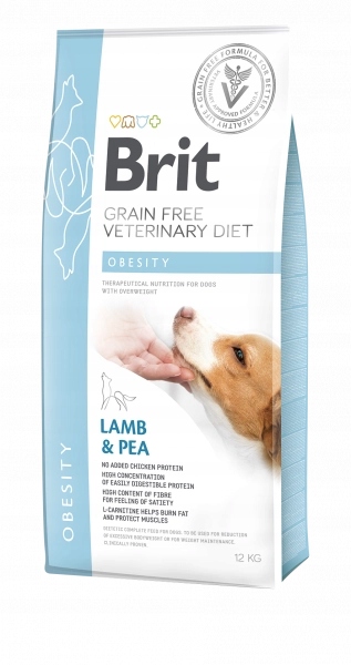 Levně Brit Grain Free Veterinary Diet Dog Obesity Jehněčí s hráškem 2kg
