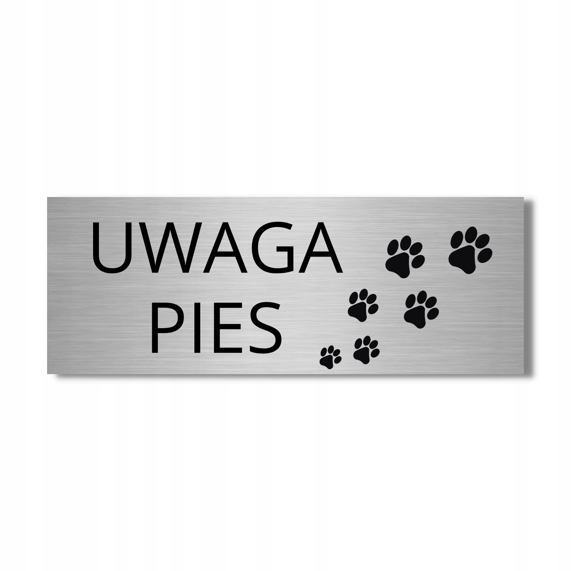 TABLICZKA OSTRZEGAWCZA UWAGA PIES 30x10CM DRUK UV ALUMINIUM NAPIS PIKTOGRAM