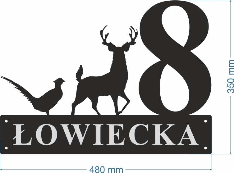Číslo Na Dom 60 cm Tabuľa Adresa Ocel 2 mm Lovecká ul.
