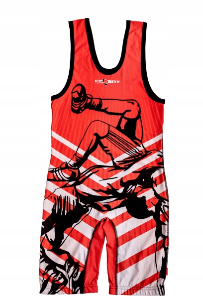 Kostium zapaśniczy COMBAT SPORT Stripes dziecięcy - czerwony 2XS