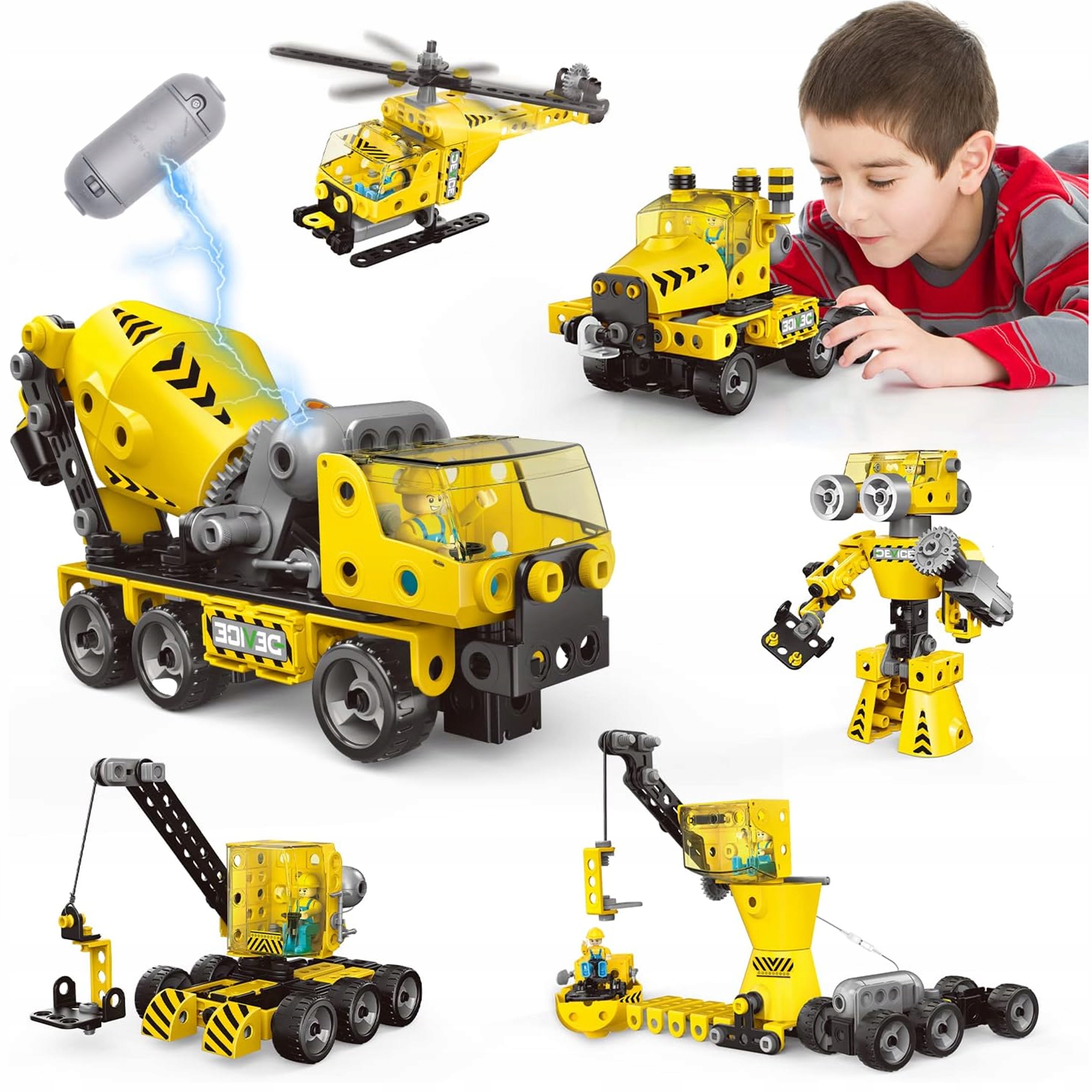 Klocki konstrukcyjne pojazdy budowlane na baterie 6w1 XXL mały konstruktor Typ Klocki konstrukcyjne