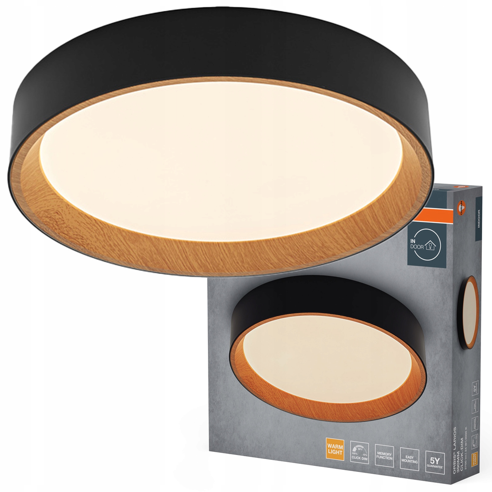 Plafon Led Oprawa 24W 1450lm 3000K Ciepła Brązowy Czarny Orbis Osram