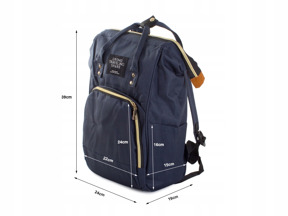 PLECAK TORBA DO WÓZKA ORGANIZER DLA MAMY TATY 3w1 Odcień granatowy