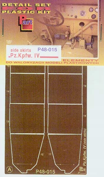 Part P48-015 1/48 Boční kryty Pz.Kpfw.IV Ausf.J (Tamiya)