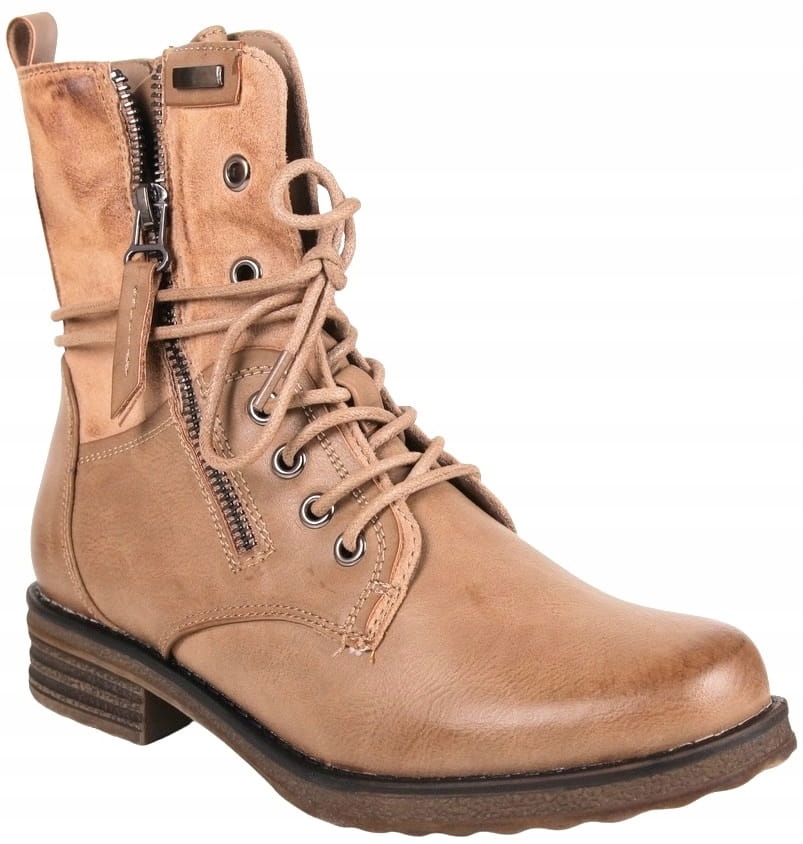 Dámské Workery Kotníkové Boty Traperová Podrážka Evento Khaki Hnědé 37