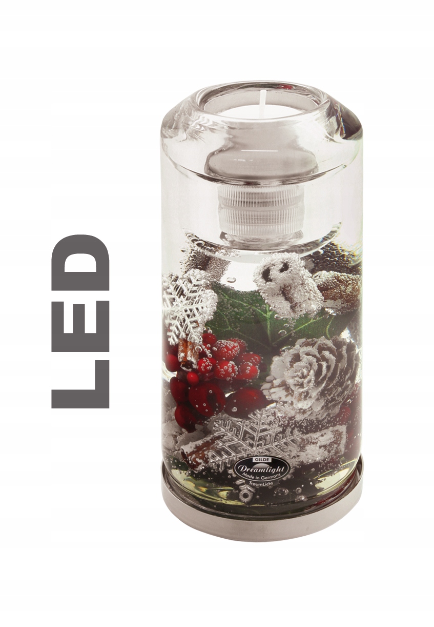 Krásný skleněný Led vánoční svícen, zdobený