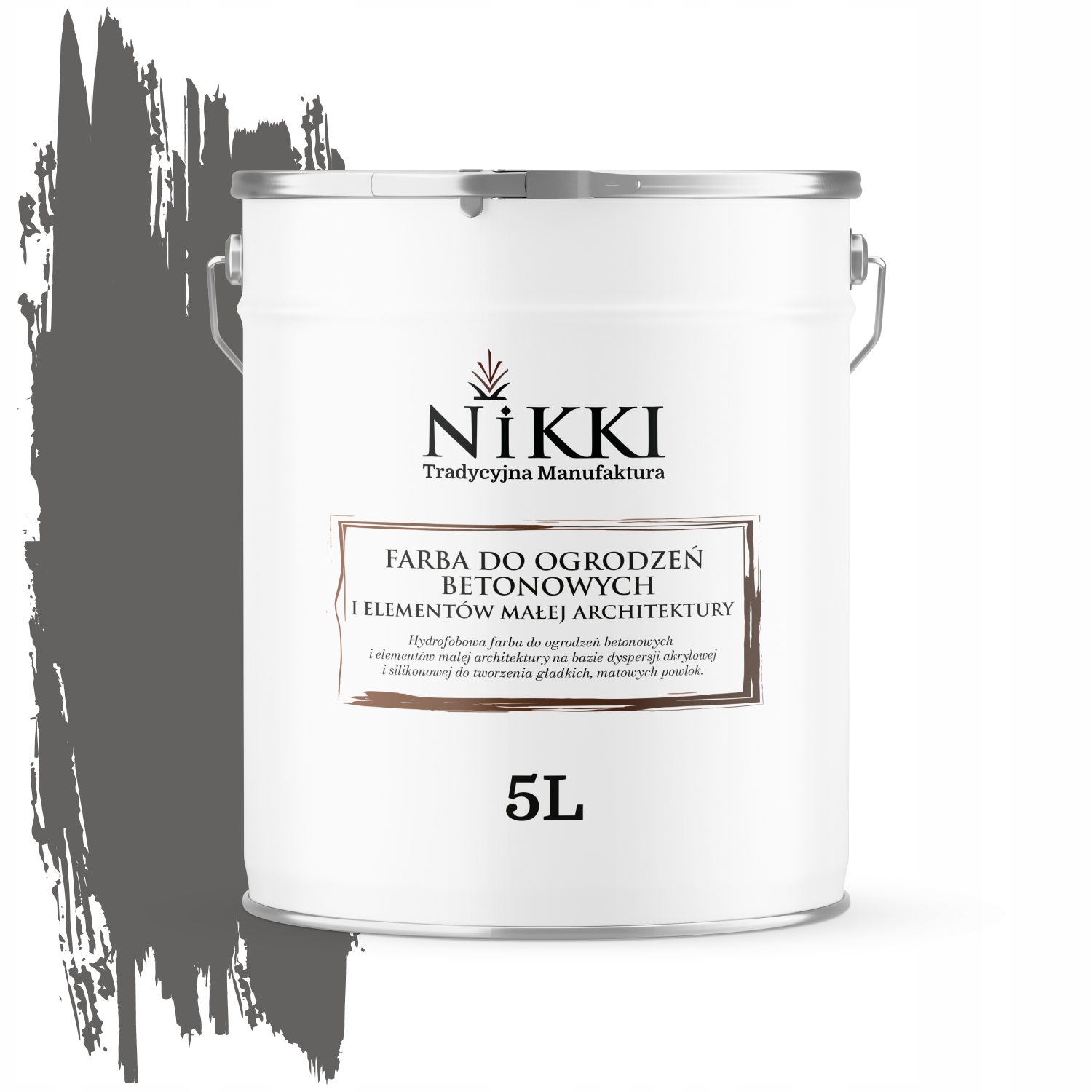 Farba Na Maľovanie Plotov 5 L Betónových Kvetináčov Šedá Tmavá F276
