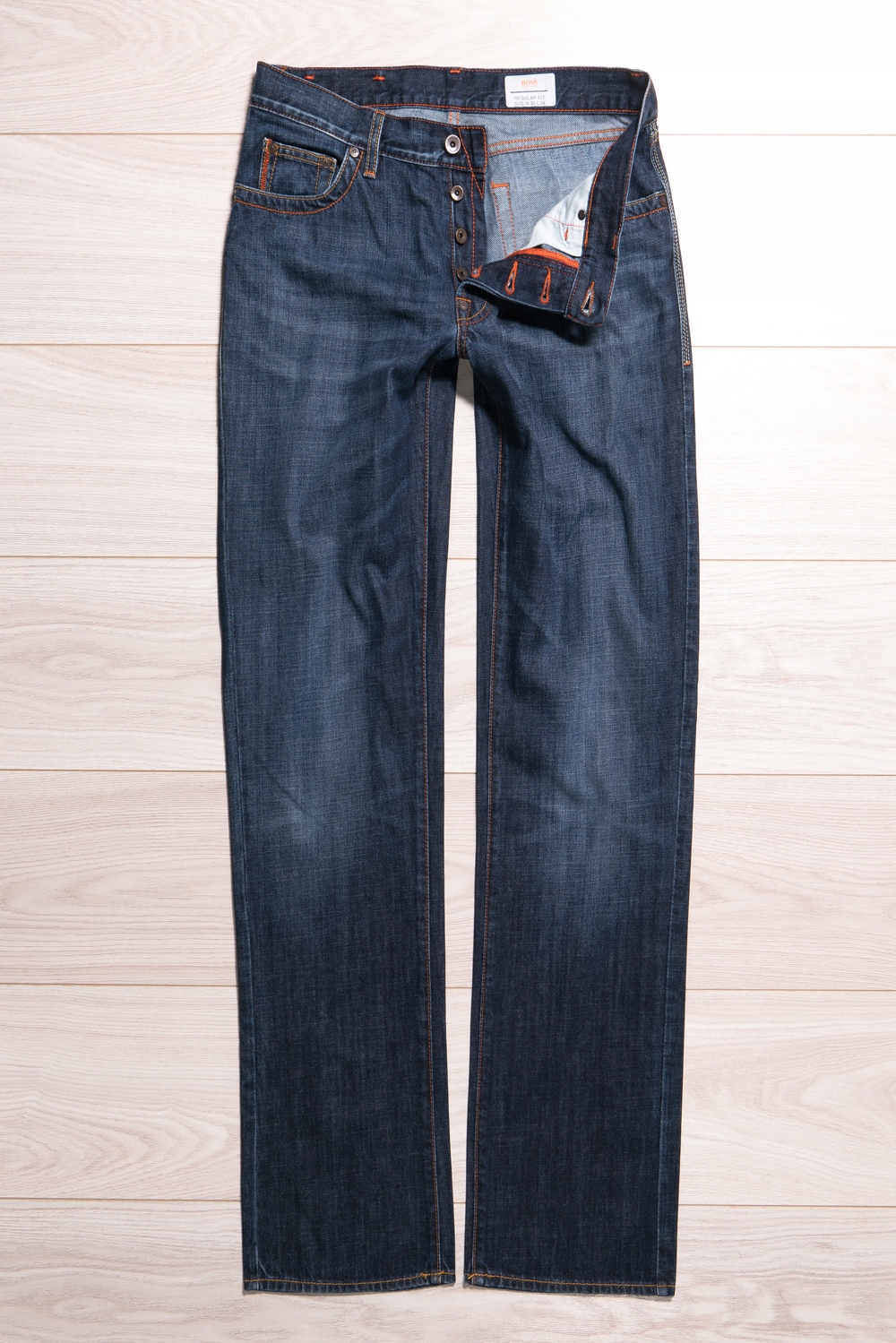 HUGO BOSS ORANGE REGULAR FIT SPODNIE JEANSY 34/34