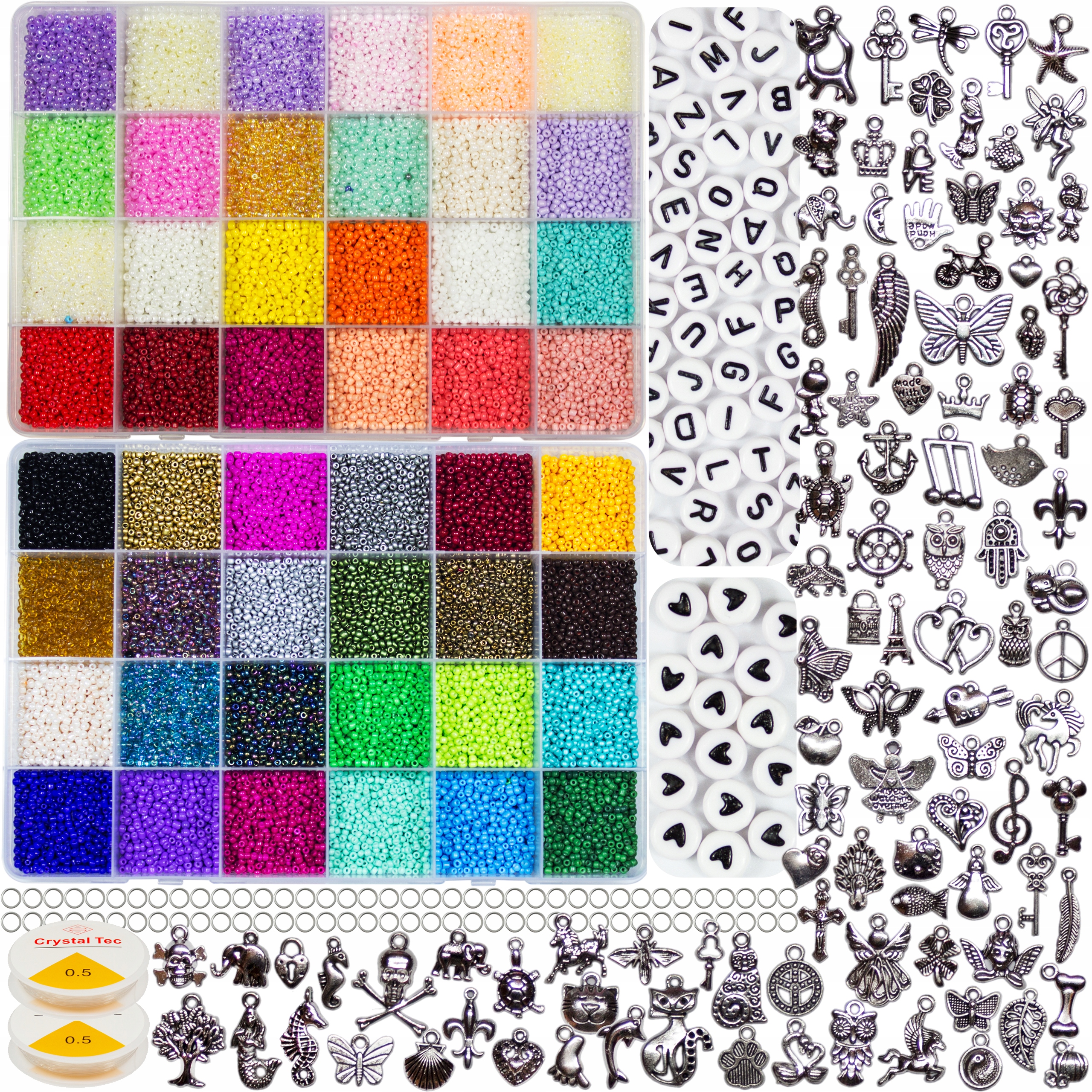 ZESTAW KORALIKÓW DO ROBIENIA BRANSOLETEK ZAWIESZKI PONAD 30000 elem. FR1020