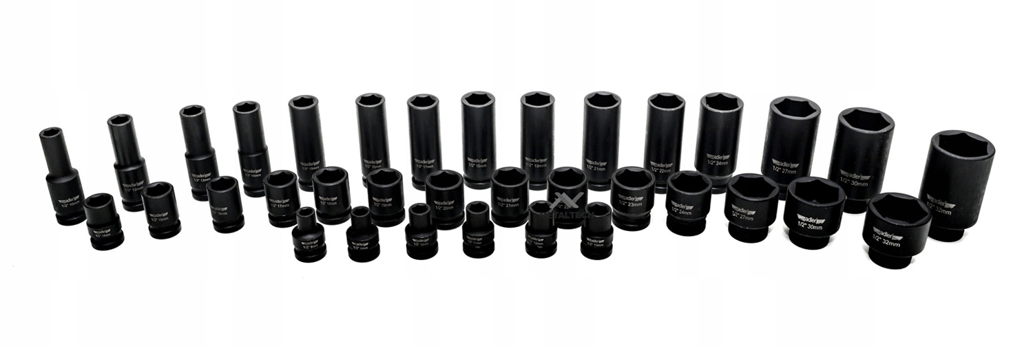 ZESTAW NASADEK NASADKI UDAROWE 1/2 35 SZT 8-32 MM ADLER Typ 6-kątna