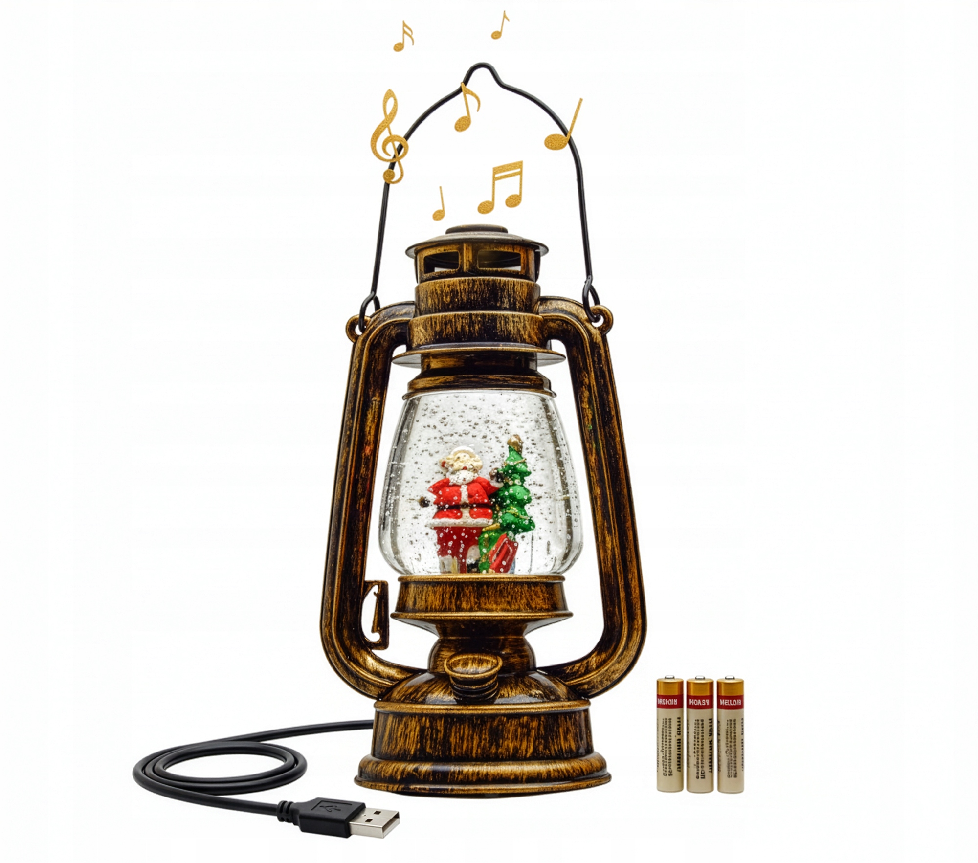 Velká Lucerna Vánoční Led Lampa Hrací Skříňka Konfety Baterie Usb Elektřina