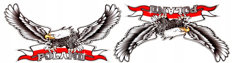 NAKLEJKA NAKLEJKI ORZEŁ ORŁY POLAND WSTĘGA KOMPLET