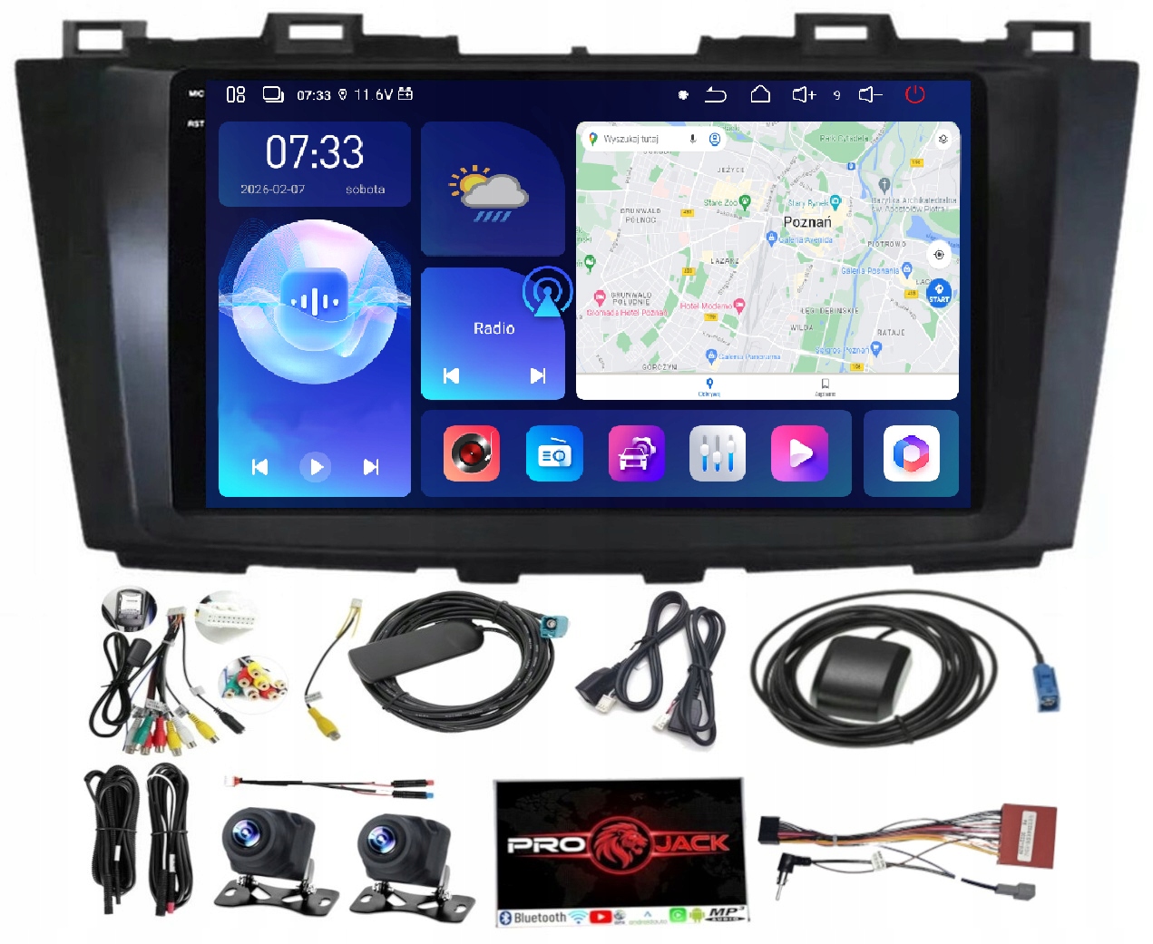 Rádio Navigace Carplay Gps Android Bt Mazda 5 2011-2015 6GB 128GB Sim