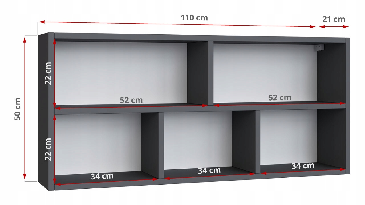 Szara półka wisząca, ścienna na książki 110 cm Marka Mks Meble