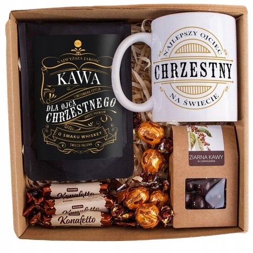 Zestaw prezentowy dla Ojca Chrzestnego kubek, kawa od PrezentPanda