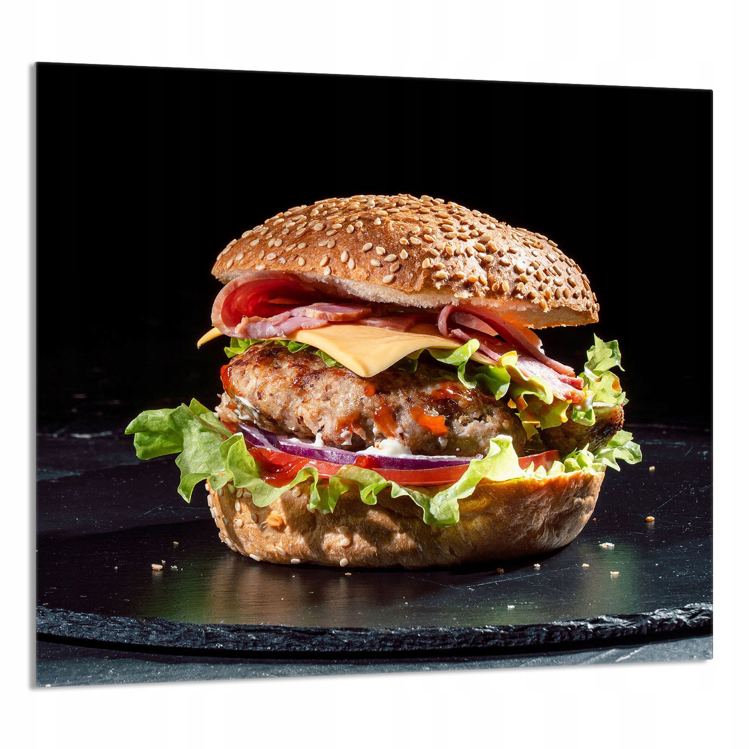 Skleněný Panel Do Kuchyně 65x60 Hamburger Tvrzené Sklo