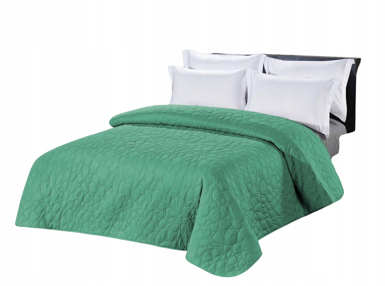 NARZUTA PIKOWANA DWUSTRONNA 200x220 MIĘTOWA (Narzuta Na Łóżko Do