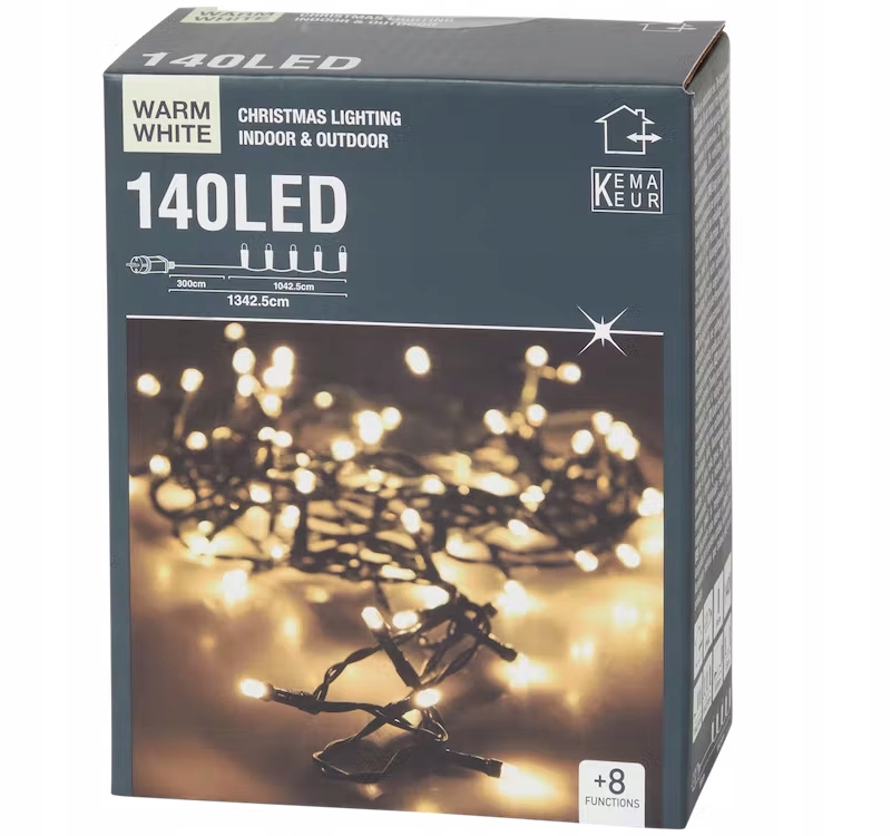 

Lampki Choinkowe 140 Led Zew/wew Białe Ciepłe