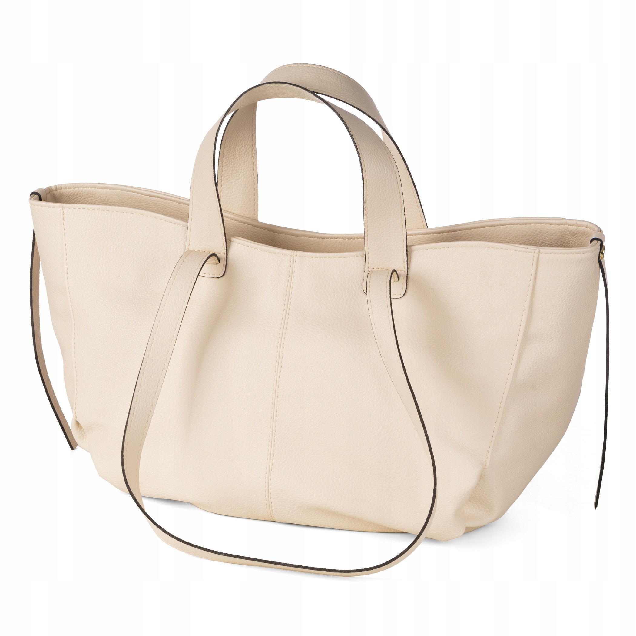 Polská Dámská Kabelka Shopper Bag Béžová Velká Městská Taška Přes Rameno Taška