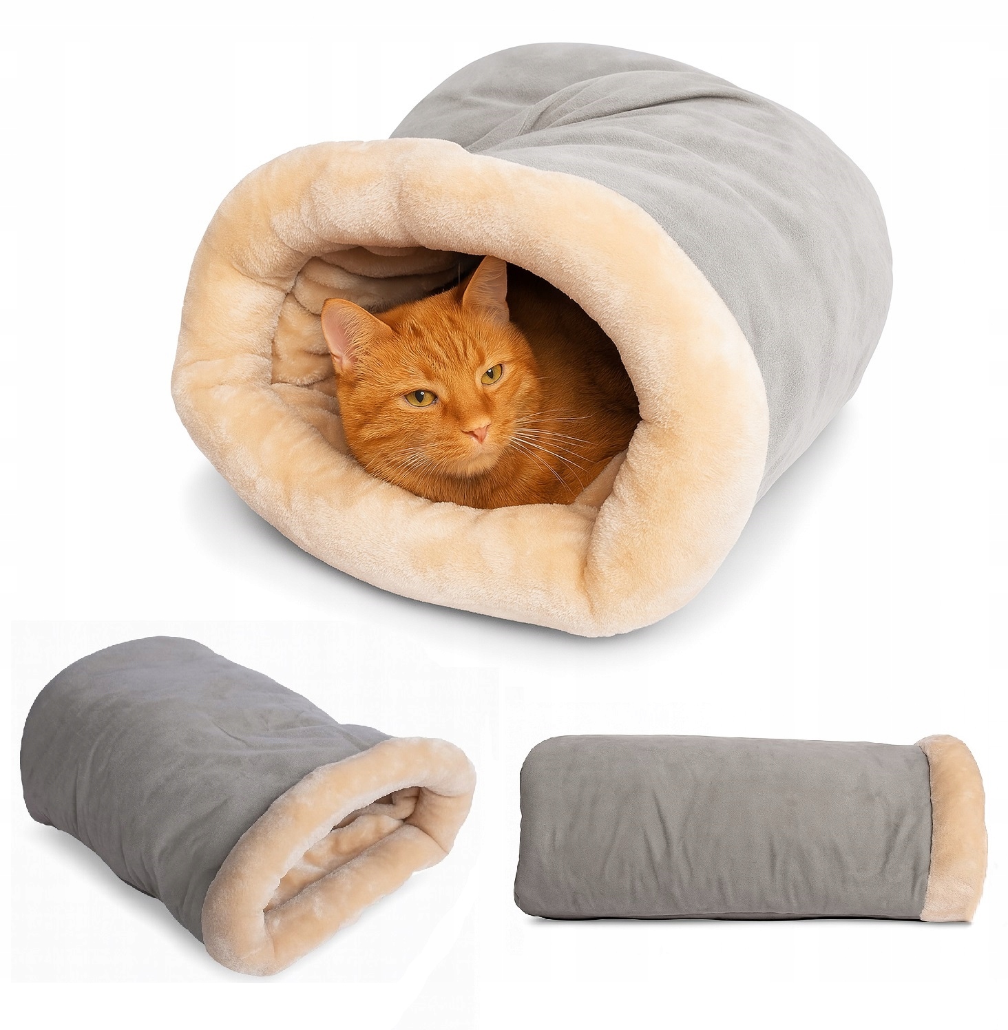 Levně Pelíšek pro kočky psy Tunnel měkký a teplý 60x35x25cm 2v1 (I054)