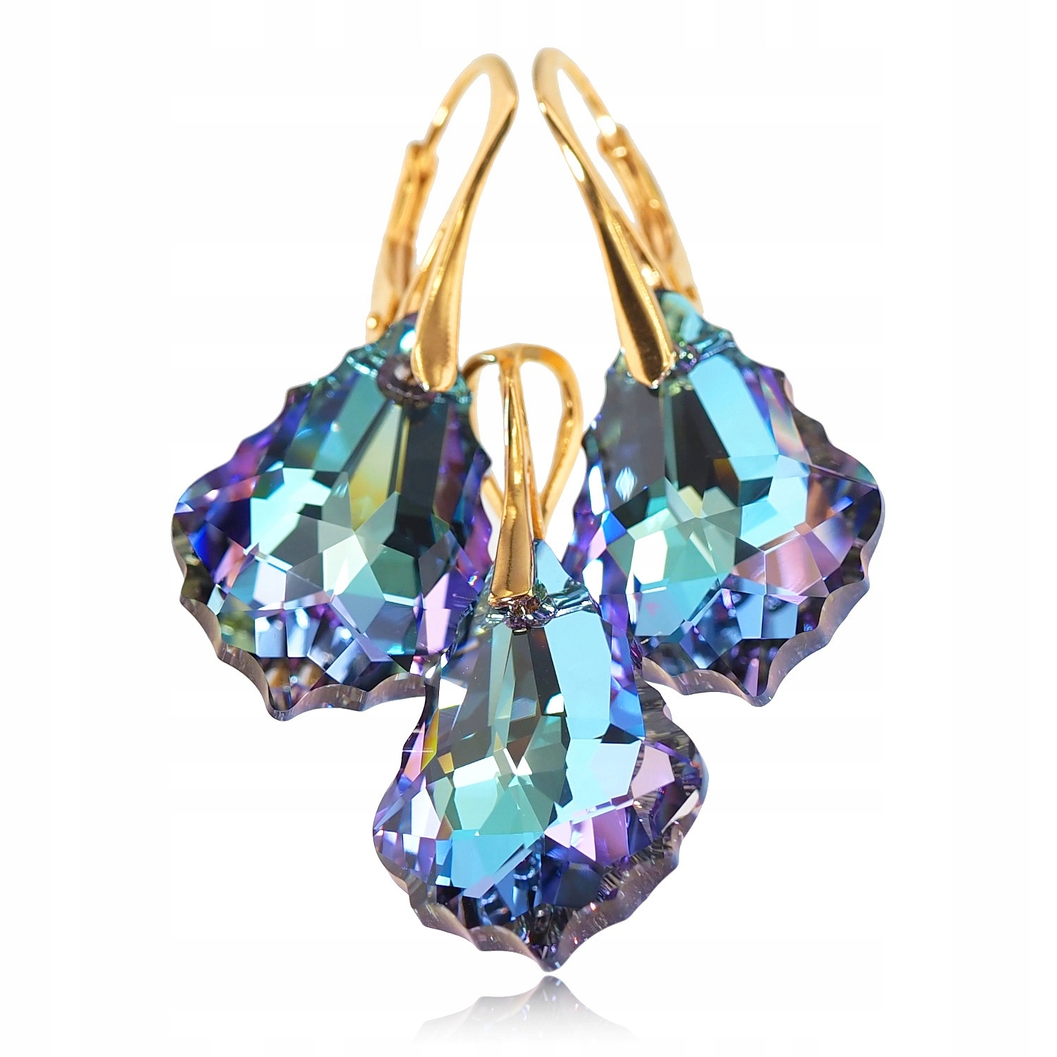 Sada ozdobných krystalů Náušnice Přívěsek Baroque Vitrail Zlaté Stříbro