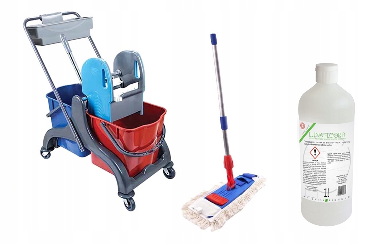

Wózek Zestaw do sprzątania 2X25L Mop+ Koszyk+ Płyn