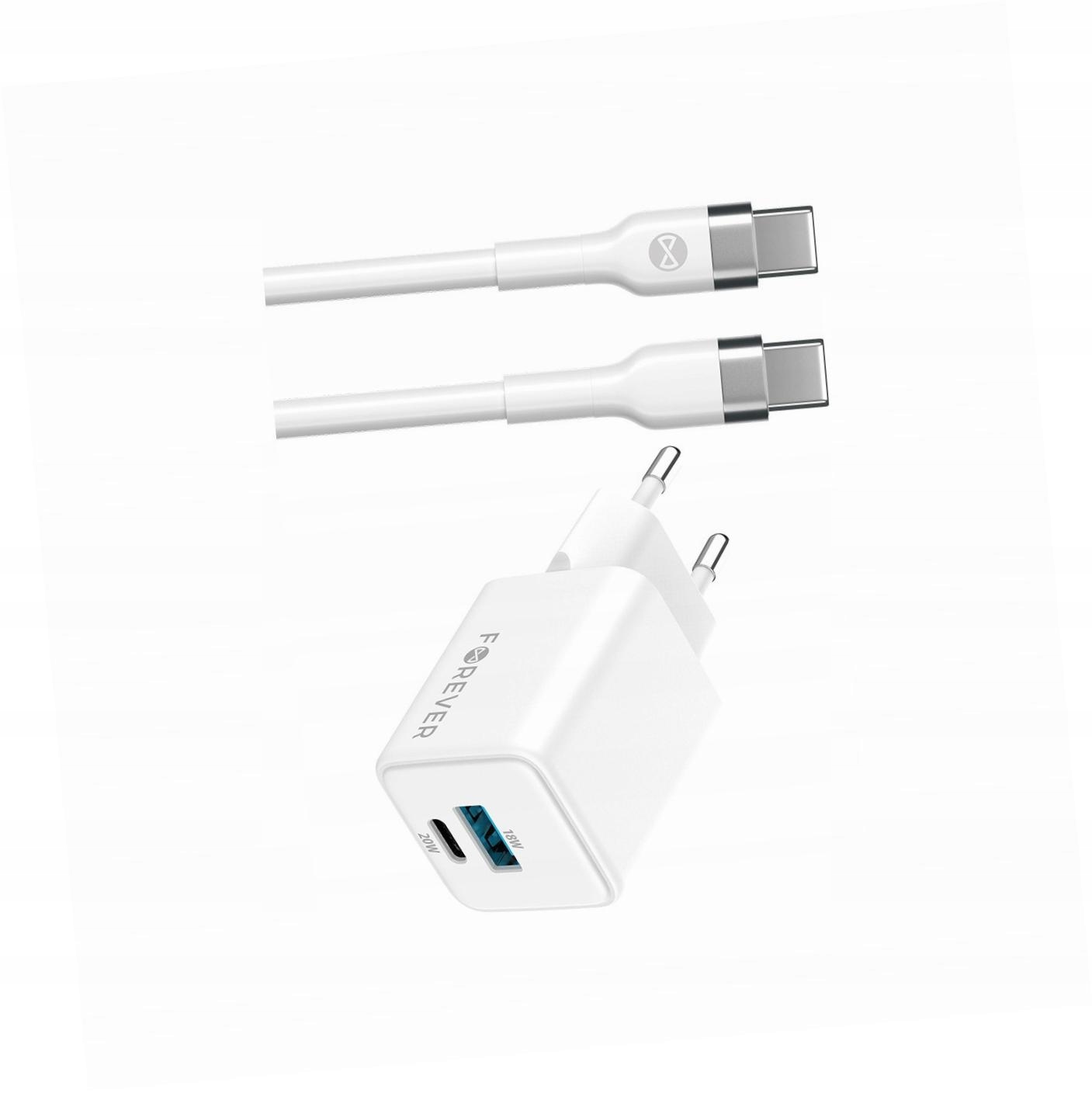 Szybka ładowarka GaN 20W 2 wejścia Usb i Usb-c z kablem do Xiaomi Poco F3