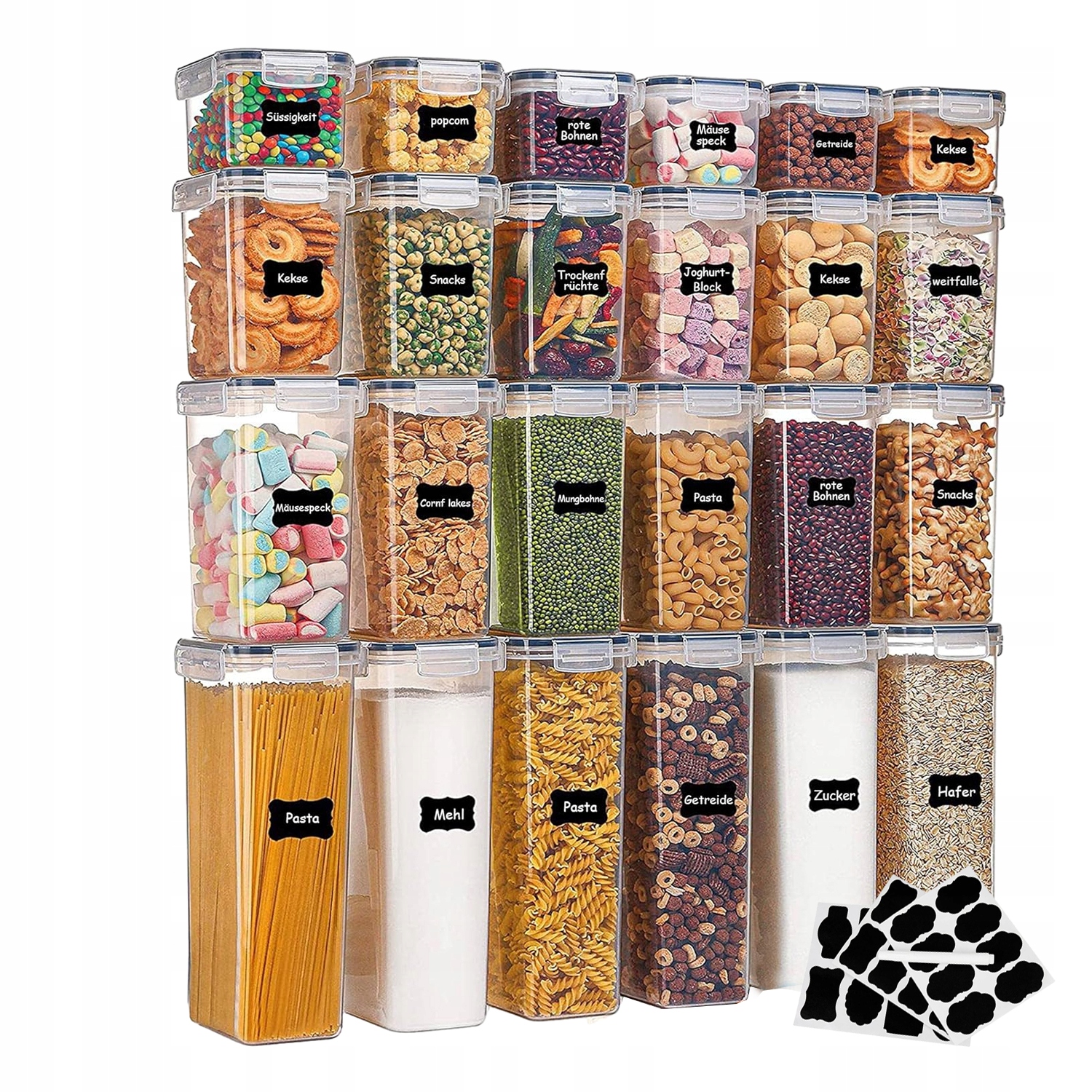 Sada 24 Nádob Na Skladování Potravin Průhledný, Utěsněná