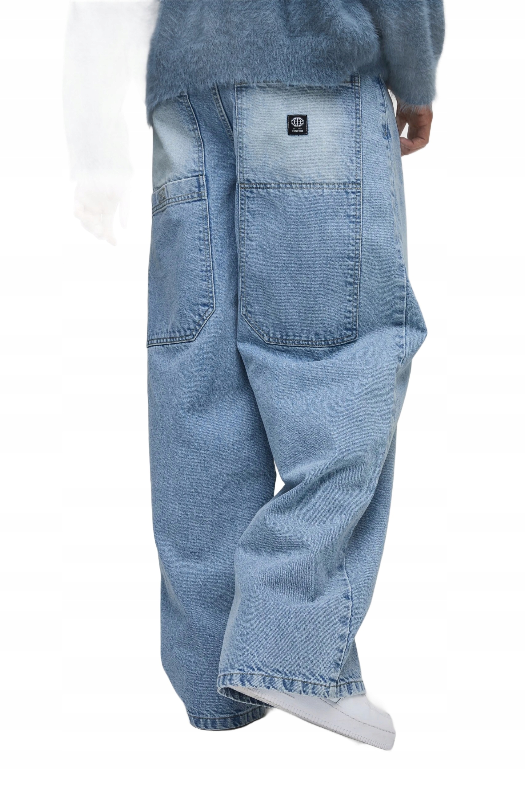 Boohooman Volné Pánské Modré Džíny S Velkými Kapsami 36 Z3A