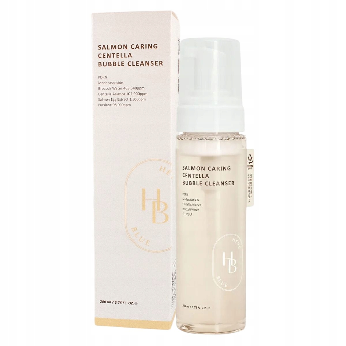 Heveblue Salmon Caring Centella Bubble Cleanser 200 ml Čisticí pěna s lososem a centellou