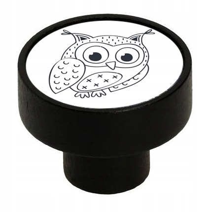GAŁKA MEBLOWA GD08 DREWNIANA CZARNA SOWA V108