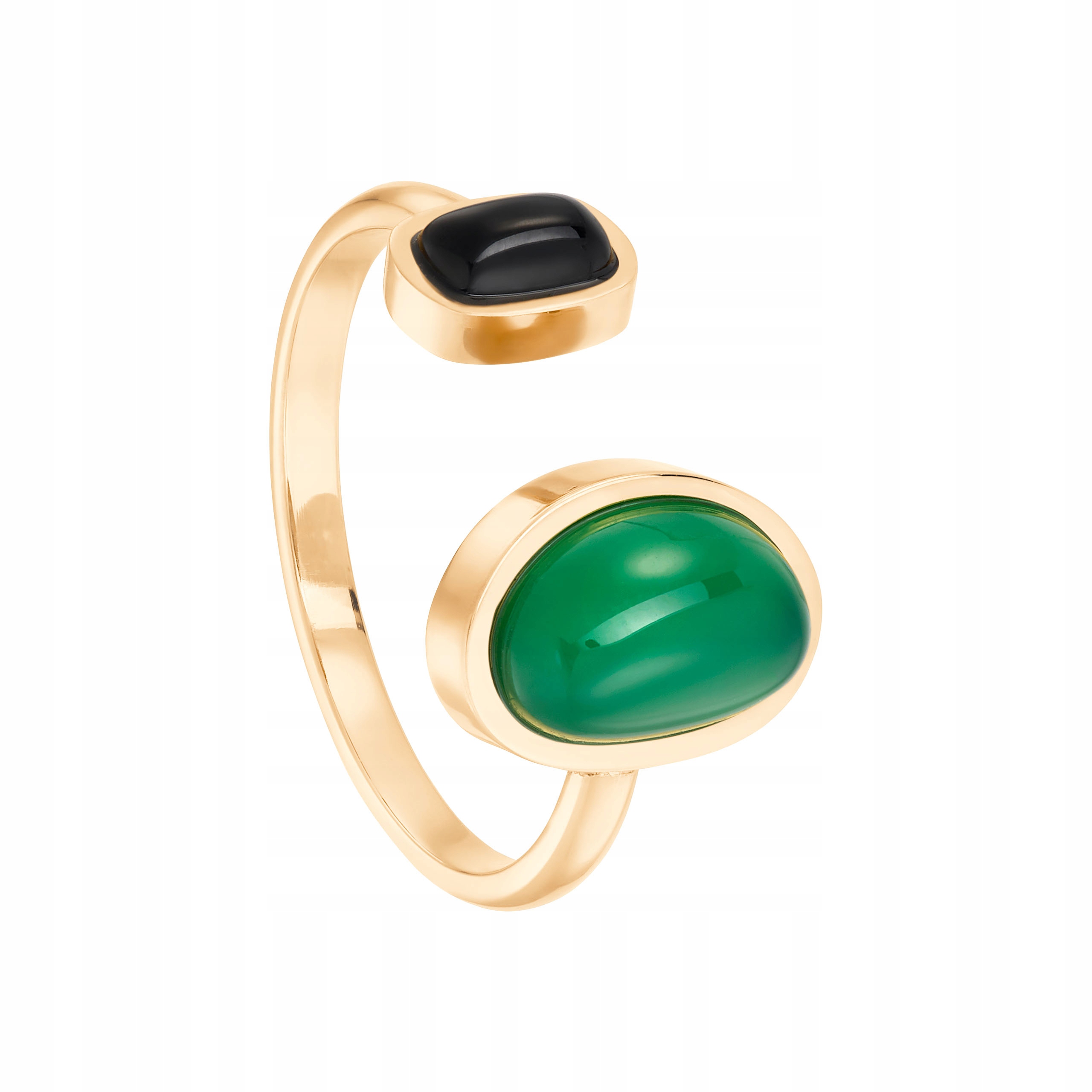 Otevřený Prstýnek s chalcedonem, pozlacený Ocel