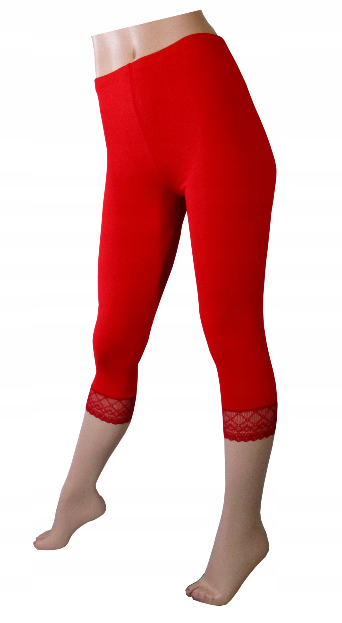 

Legginsy getry leginsy 3/4 z koronką czerwone M