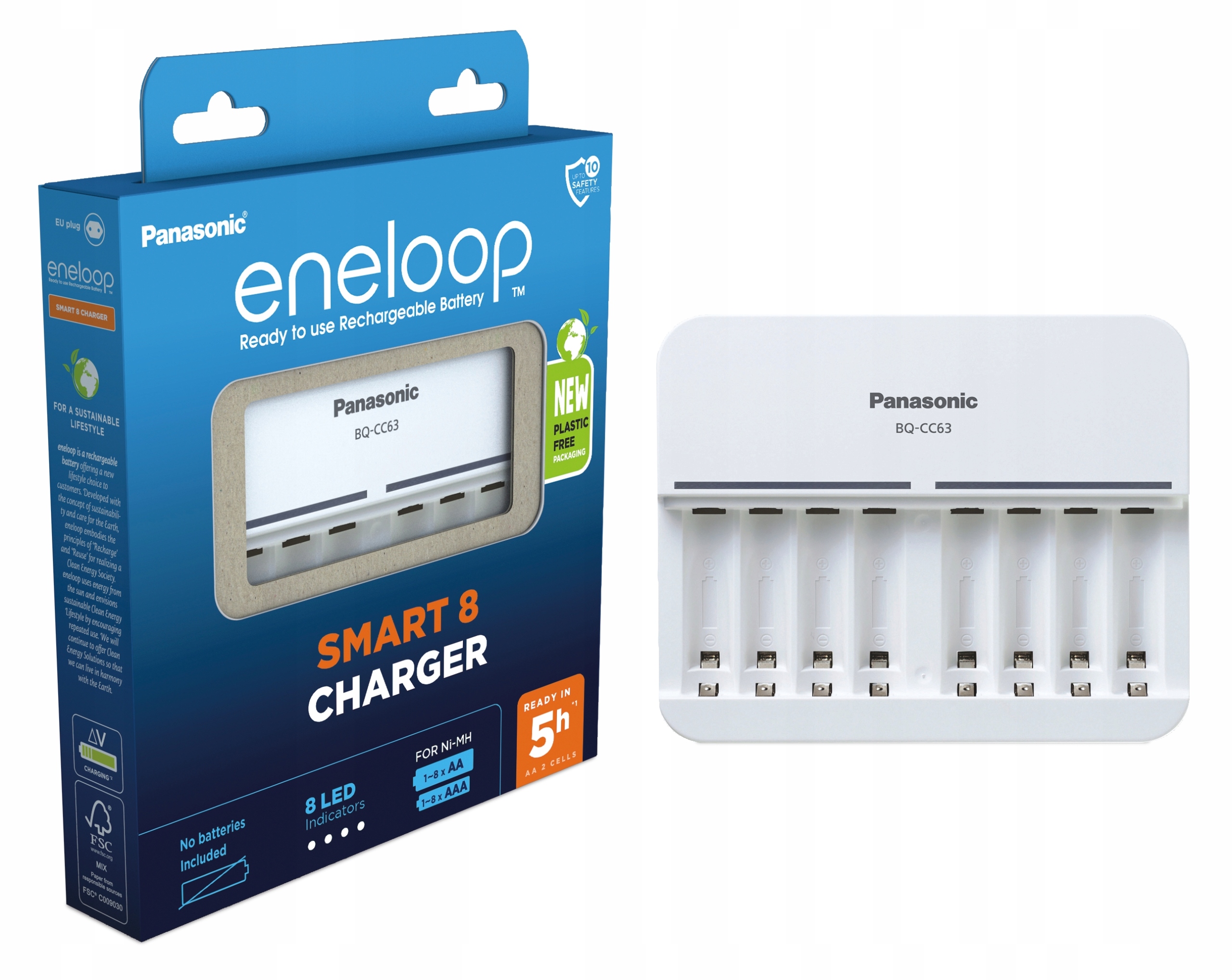 8-канальний зарядний пристрій Panasonic Eneloop BQ-CC63 AA AAA Smart EcoBox