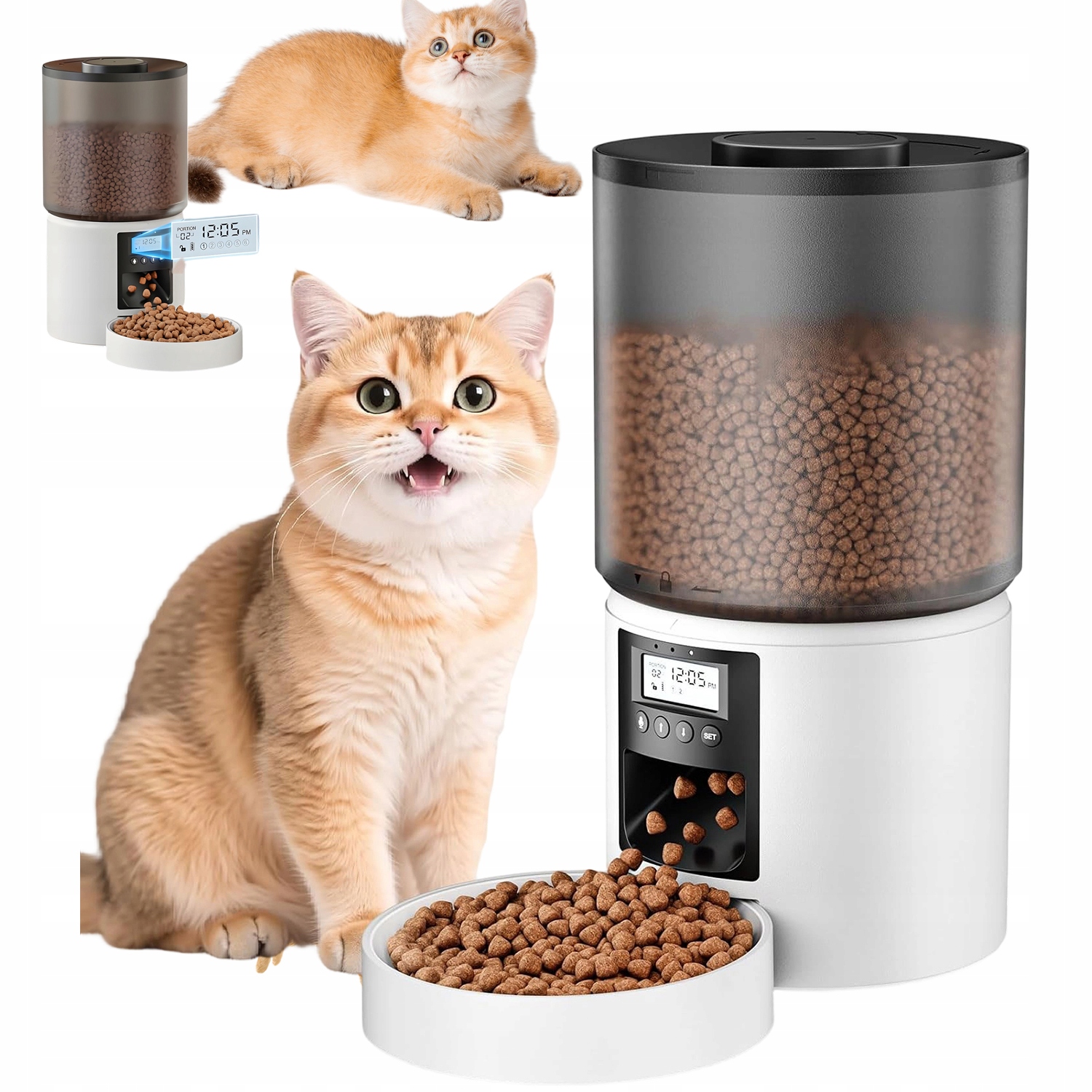 Levně Automatické Inteligentní Krmítko Pro Kočky A Psy S Přenosným Podavačem 4 L