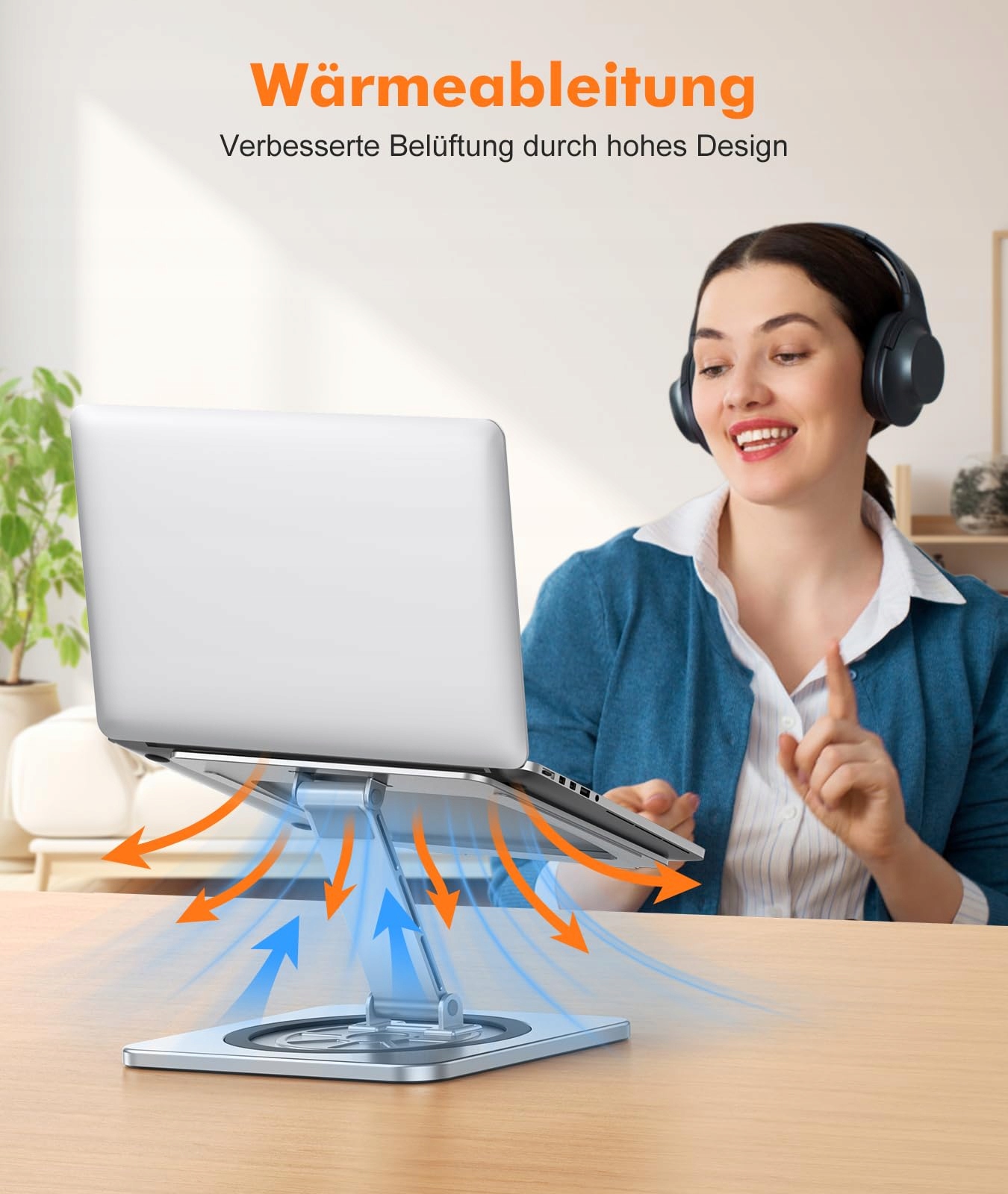 EOIWUY Stojak Na Laptopa Regulowany Ergonomiczny Wentylowany — miniatura 6