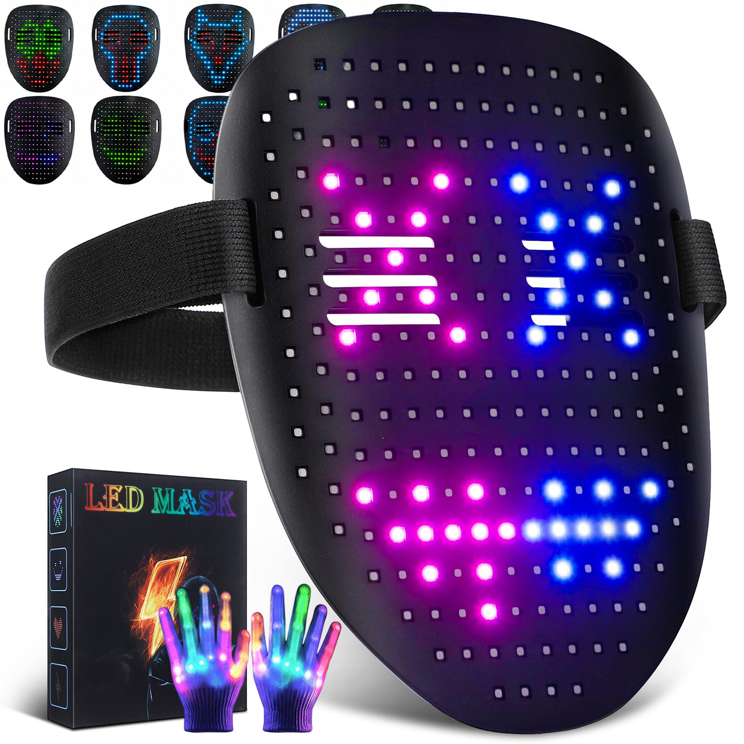 Led Maska Full Face, Svítící, Programovatelná Maska Ovládaná Aplikací Usb