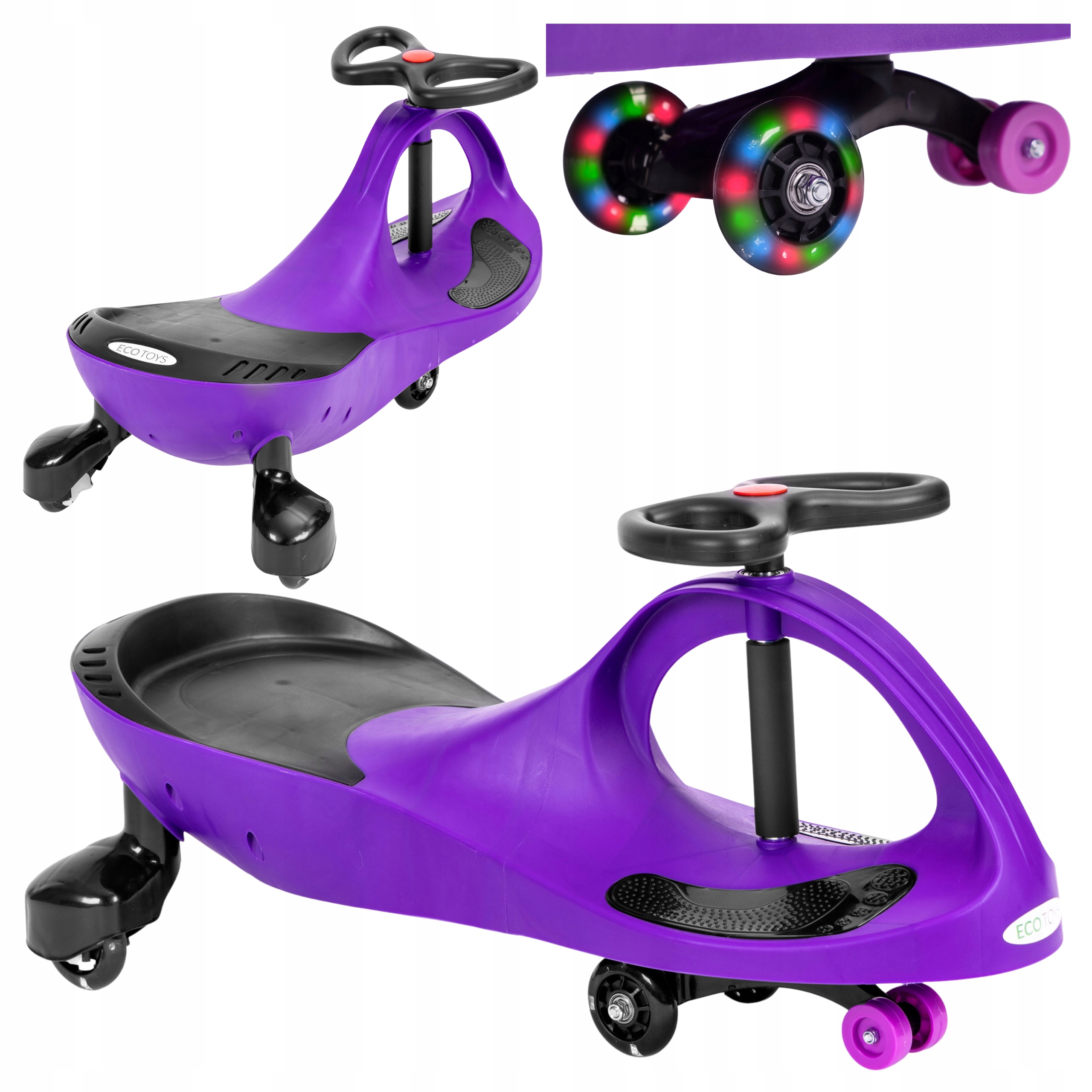 Jeździk Grawitacyjny Chodzik Pojazd Dla Dzieci Koła Led Z Paskiem Fioletowy